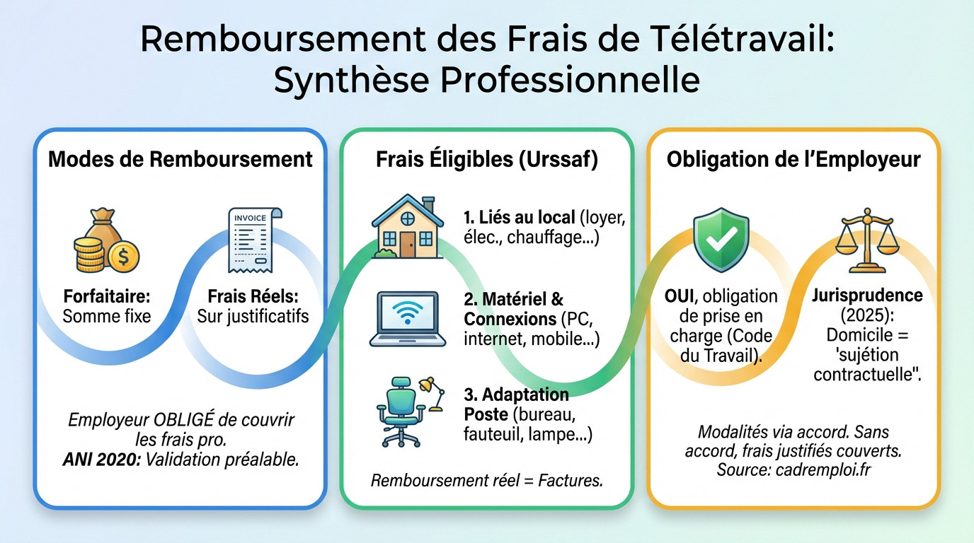Synthèse sur le remboursement des frais de télétravail : forfait ou frais réels