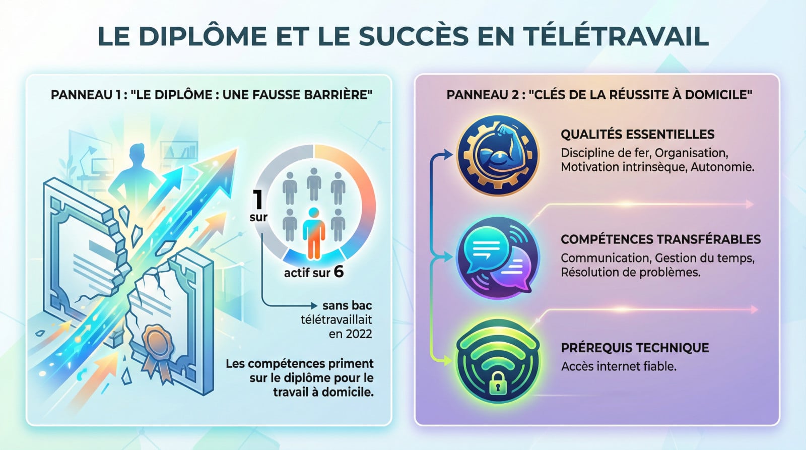 Graphique illustrant la part des salariés sans diplôme accédant au télétravail