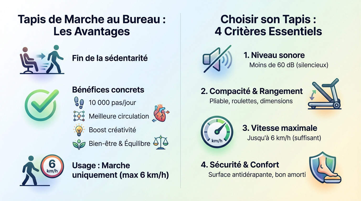 Employé utilisant un tapis de marche ergonomique sous un bureau assis-debout