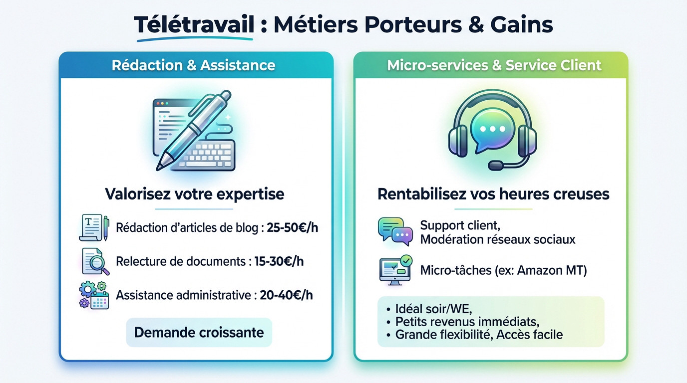 Métiers porteurs en télétravail et estimation des gains potentiels