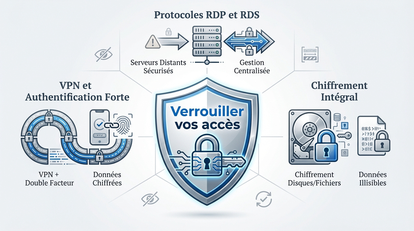 Femme d'origine ethnique diverse travaillant sereinement avec un ordinateur sécurisé