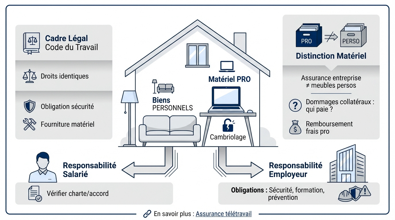 Femme travaillant &agrave; domicile en s&eacute;curit&eacute; apr&egrave;s avoir v&eacute;rifi&eacute; son assurance t&eacute;l&eacute;travail