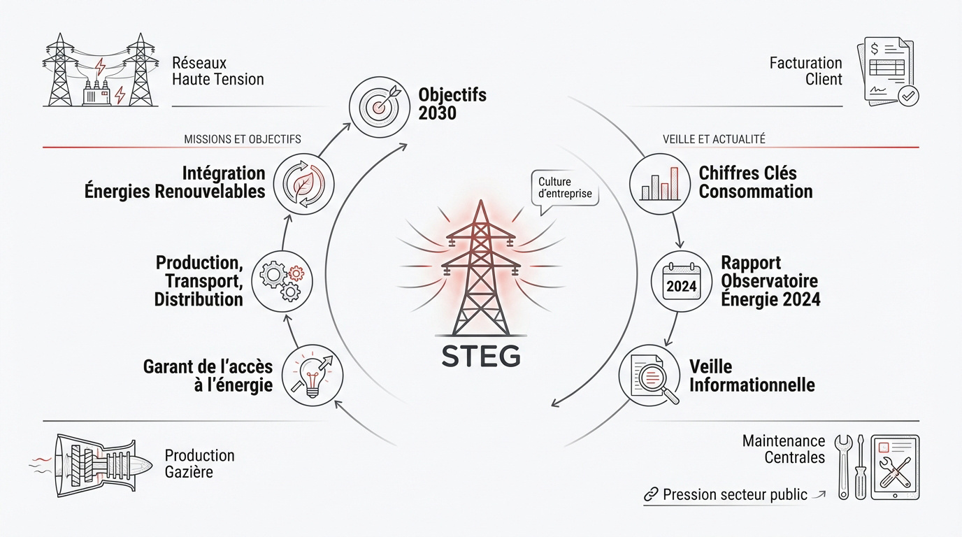 Infographie pr&eacute;sentant les missions de production et les objectifs 2030 de la STEG