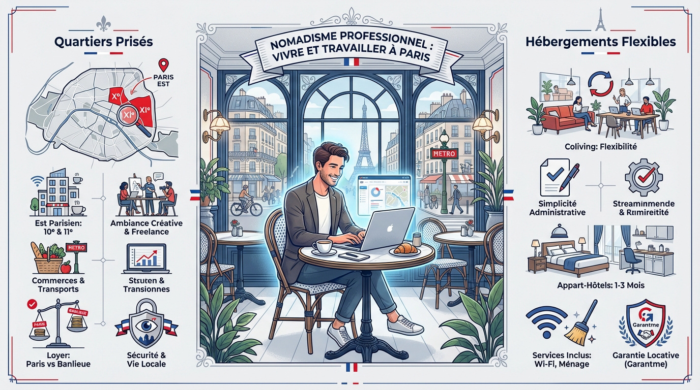 Une femme issue d'une minorit&eacute; ethnique travaillant avec s&eacute;r&eacute;nit&eacute; dans un espace de coliving moderne &agrave; Paris