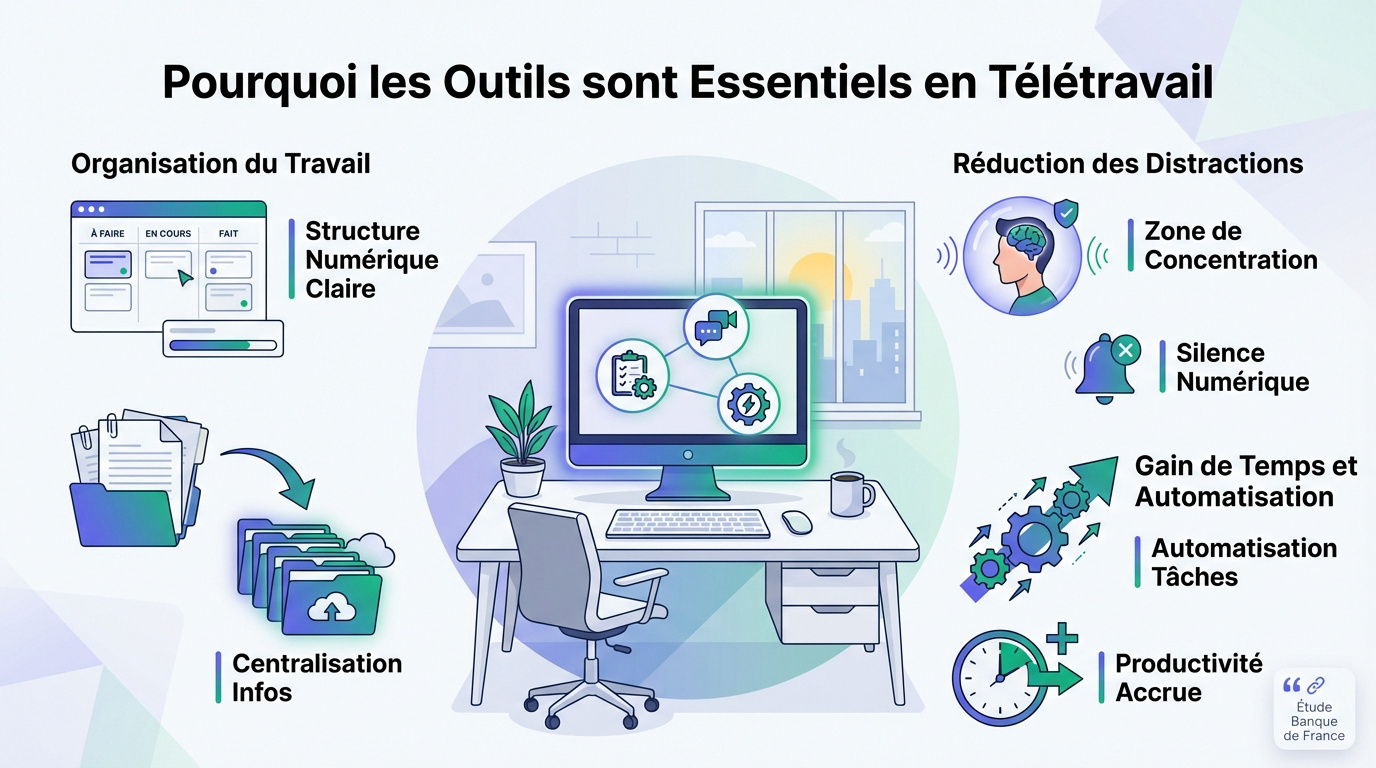 Femme d'origine ethnique diverse travaillant sereinement en télétravail avec des outils numériques