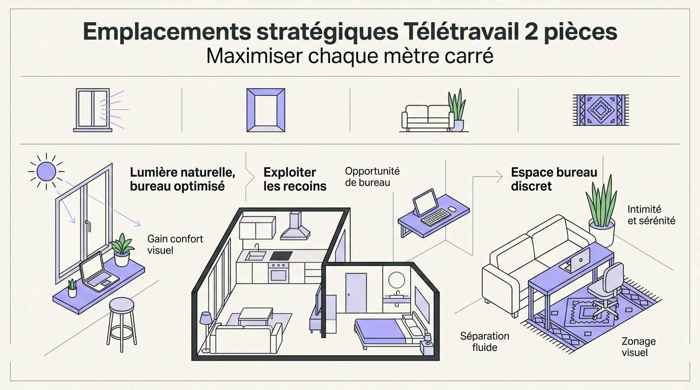 Femme travaillant dans un appartement de deux pi&egrave;ces lumineux