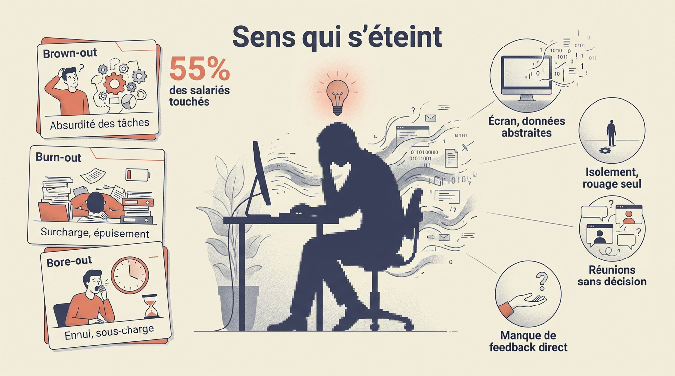 Une femme cadre issue d'une minorit&eacute; ethnique travaillant en t&eacute;l&eacute;travail avec un air las devant son ordinateur