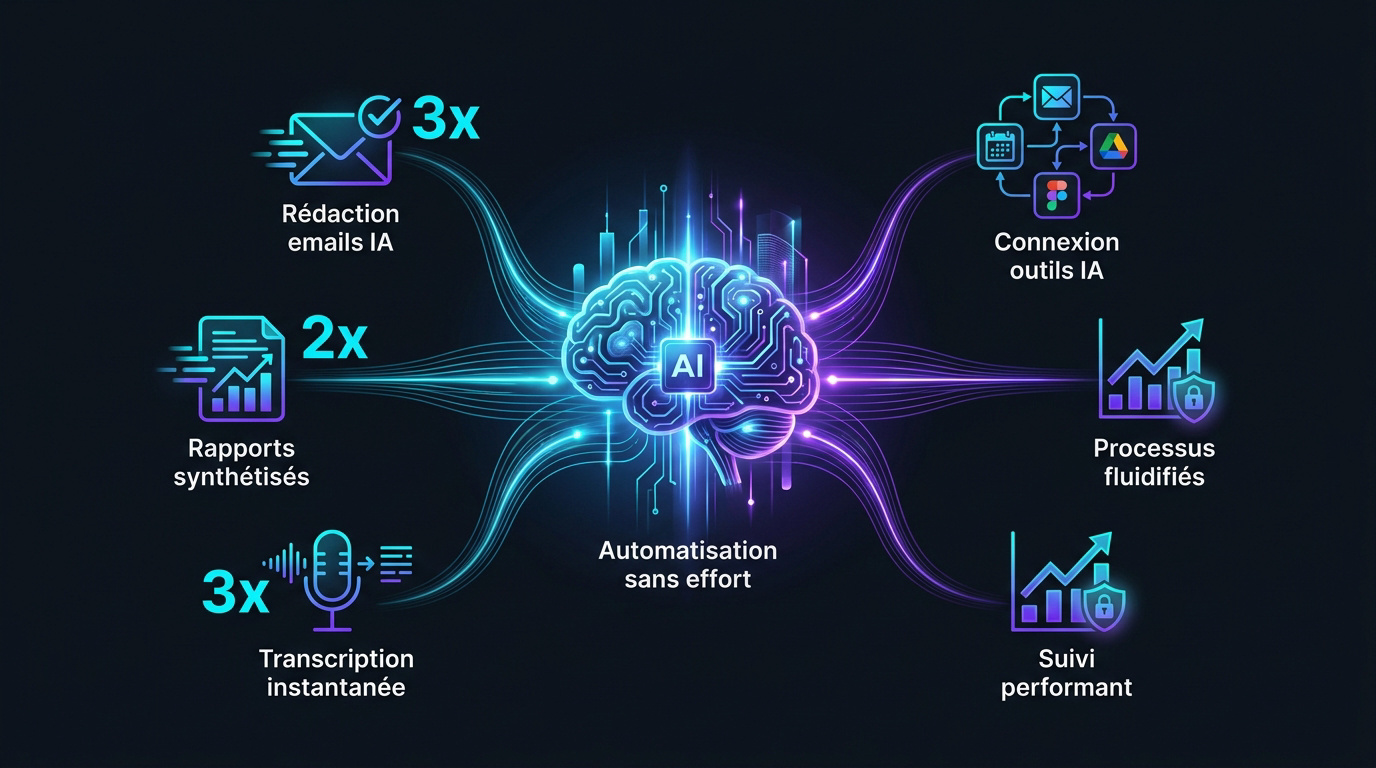Femme d'origine ethnique diverse travaillant sereinement en télétravail avec des outils d'IA