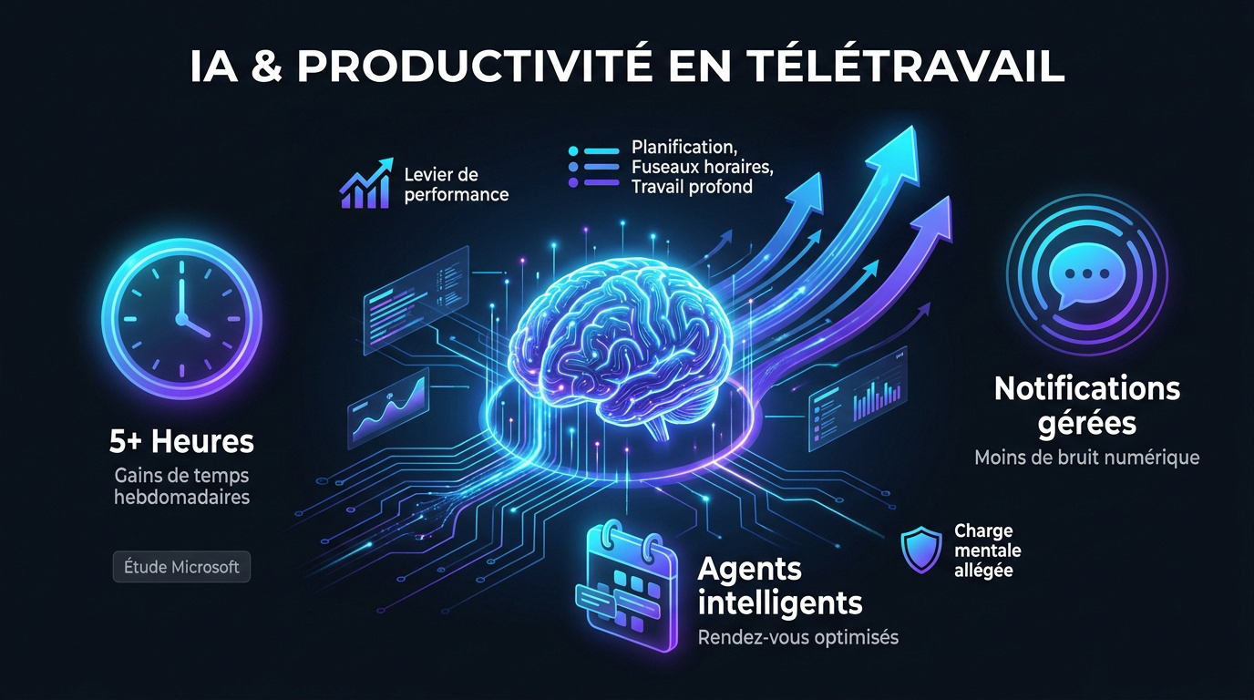 Femme d'origine ethnique diverse travaillant sereinement en télétravail avec des outils d'intelligence artificielle