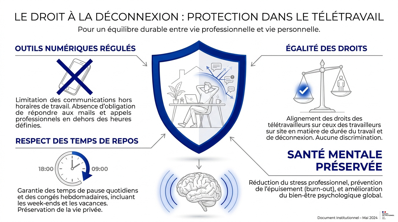 Illustration du droit à la déconnexion en télétravail avec un ordinateur fermé