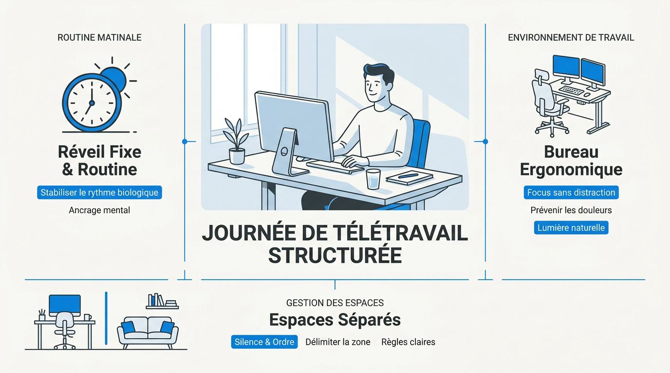 Les trois piliers fondamentaux pour structurer une journée de télétravail efficace