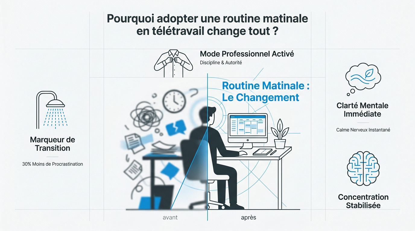 Routine matinale structurée pour le télétravailleur efficace