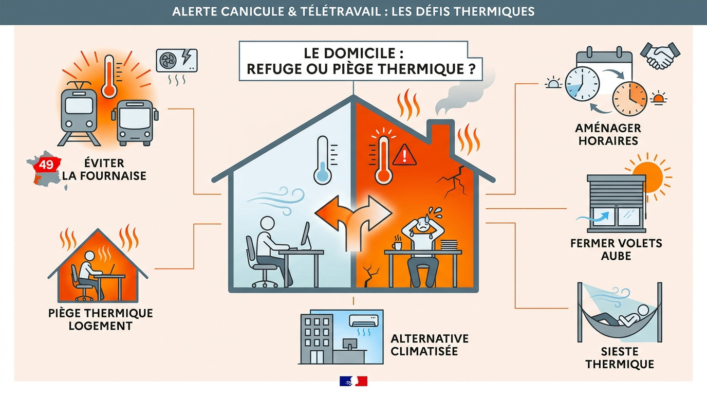 Une femme d'origine ethnique diverse travaillant à domicile pendant une forte chaleur avec un ventilateur