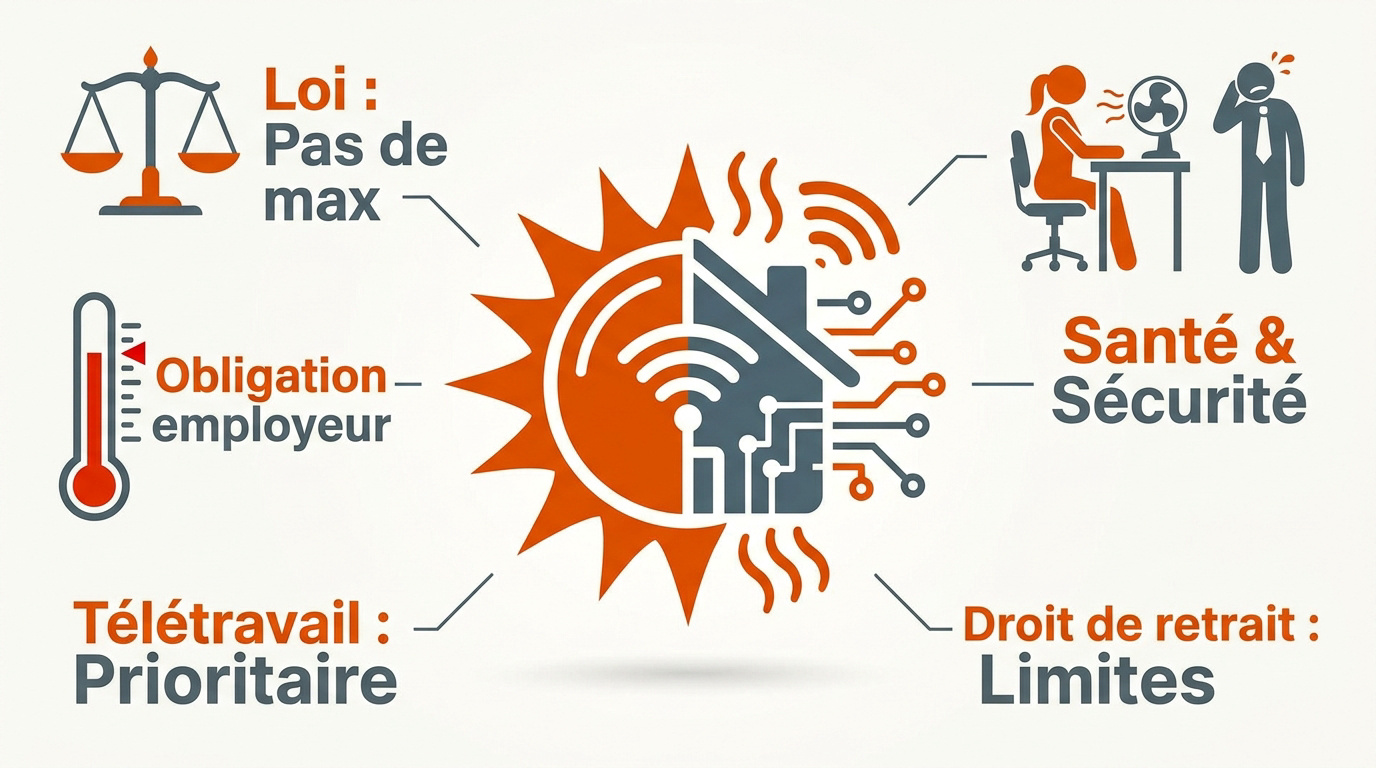 Femme travaillant en télétravail pendant une période de forte chaleur